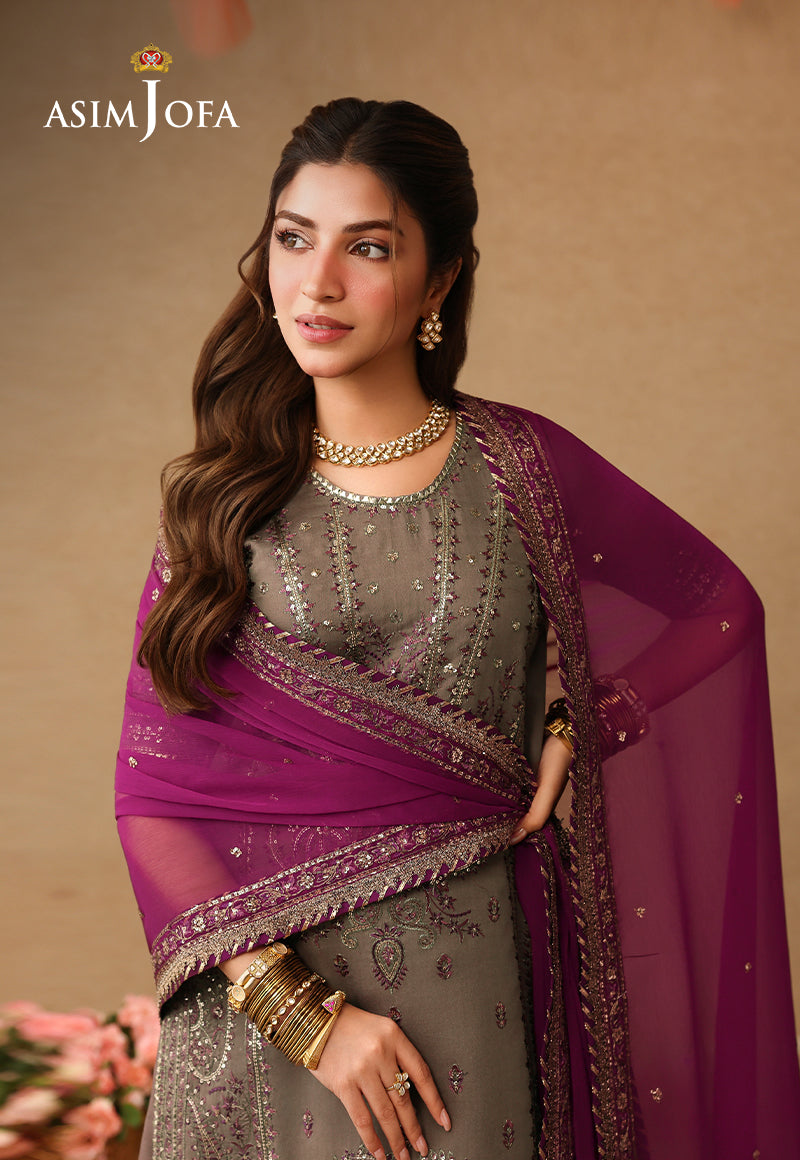 AJULIF-03 Embroidered Paper Cotton Unstitched 3 Pcs