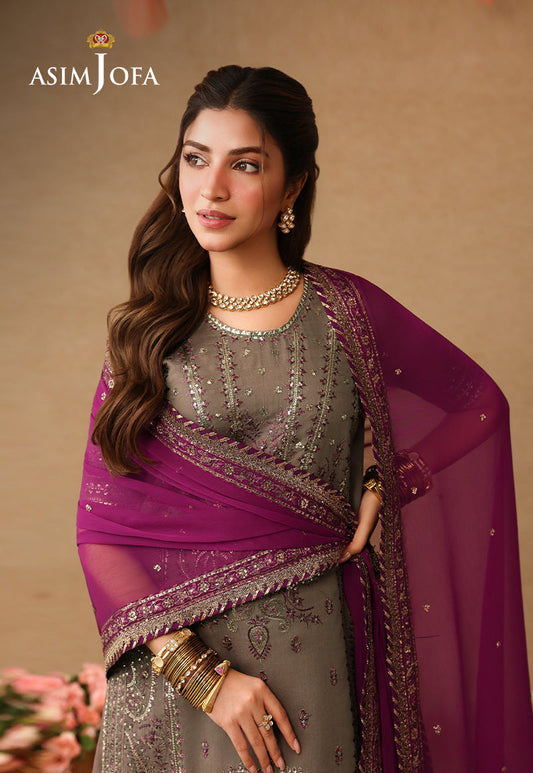 AJULIF-03 Embroidered Paper Cotton Unstitched 3 Pcs