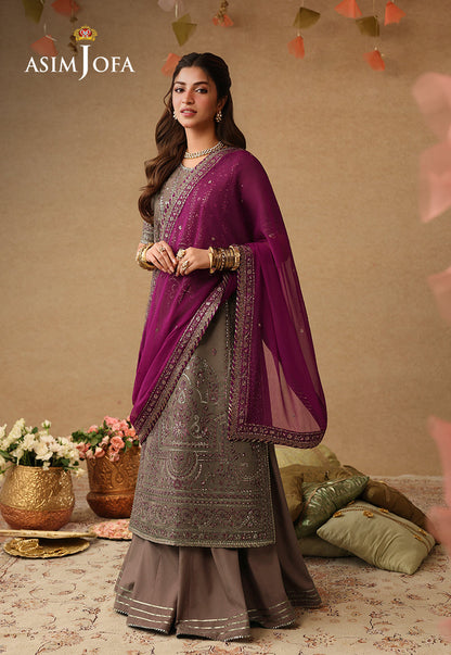AJULIF-03 Embroidered Paper Cotton Unstitched 3 Pcs