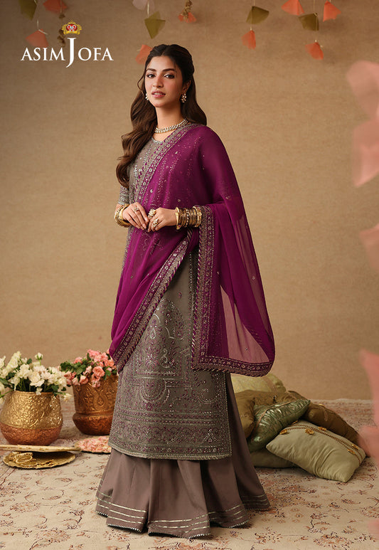 AJULIF-03 Embroidered Paper Cotton Unstitched 3 Pcs