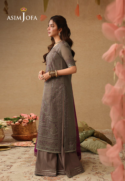 AJULIF-03 Embroidered Paper Cotton Unstitched 3 Pcs