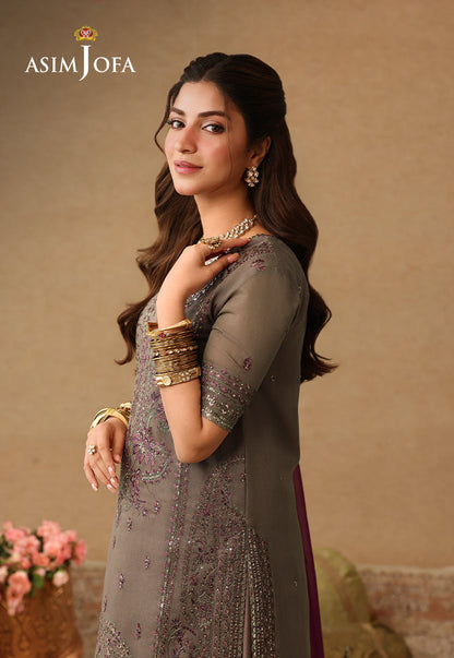 AJULIF-03 Embroidered Paper Cotton Unstitched 3 Pcs