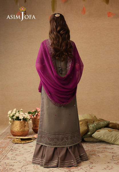 AJULIF-03 Embroidered Paper Cotton Unstitched 3 Pcs