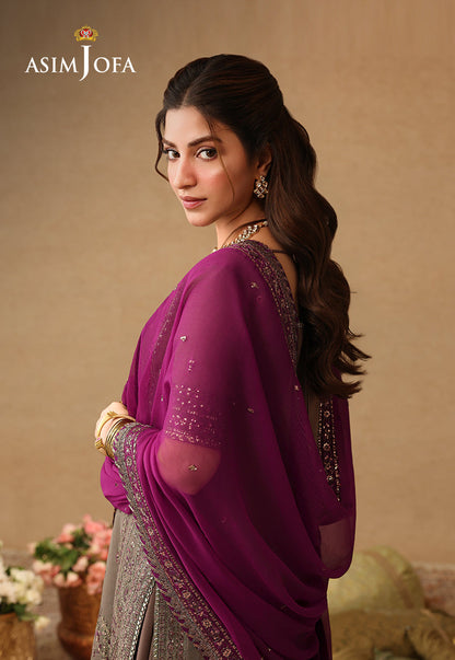 AJULIF-03 Embroidered Paper Cotton Unstitched 3 Pcs