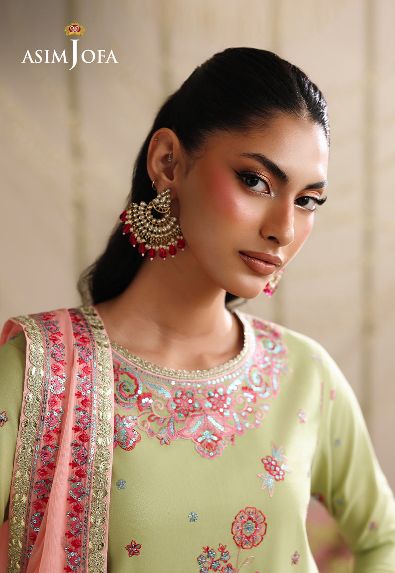 AJUFC-02 Embroidered Spun Raw Silk Unstitched 3 Pcs