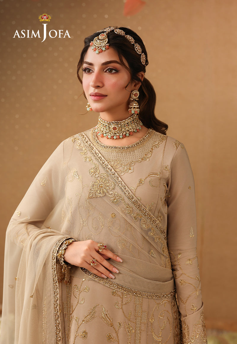 AJULIF-08 Embroidered Boski Silk Unstitched 3 Pcs