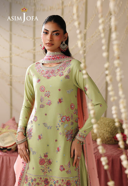 AJUFC-02 Embroidered Spun Raw Silk Unstitched 3 Pcs