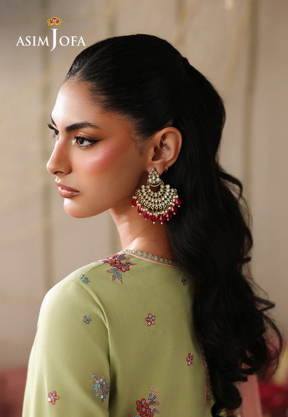 AJUFC-02 Embroidered Spun Raw Silk Unstitched 3 Pcs