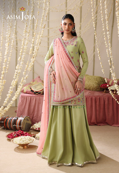 AJUFC-02 Embroidered Spun Raw Silk Unstitched 3 Pcs