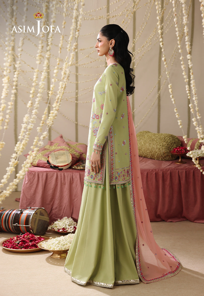 AJUFC-02 Embroidered Spun Raw Silk Unstitched 3 Pcs