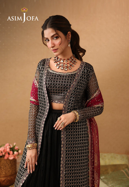 AJULIF-01 Embroidered Poly Net Unstitched 3 Pcs