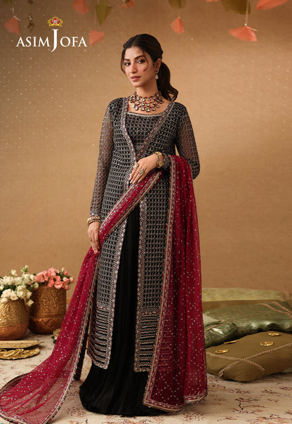 AJULIF-01 Embroidered Poly Net Unstitched 3 Pcs