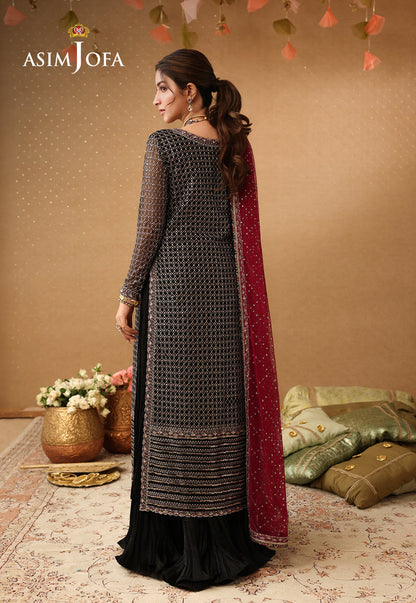AJULIF-01 Embroidered Poly Net Unstitched 3 Pcs