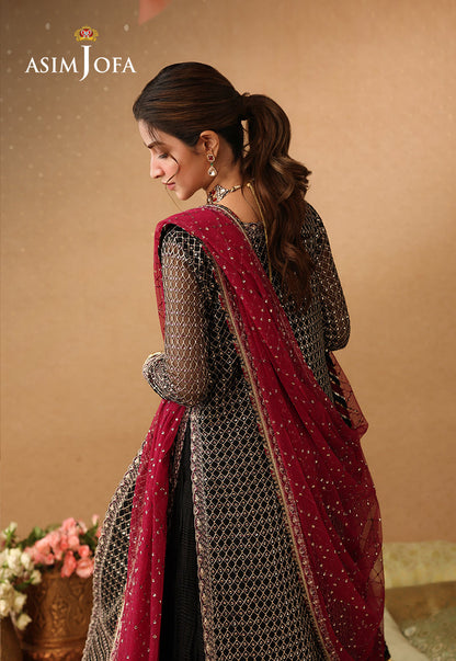 AJULIF-01 Embroidered Poly Net Unstitched 3 Pcs