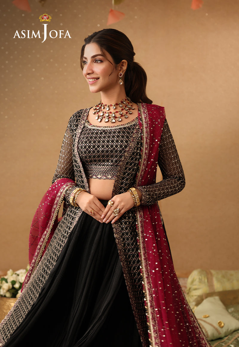 AJULIF-01 Embroidered Poly Net Unstitched 3 Pcs