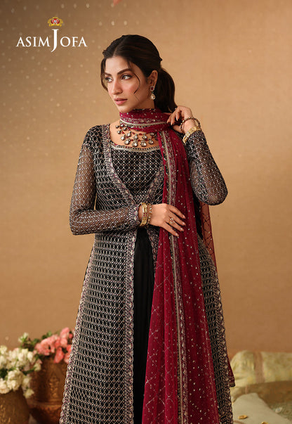 AJULIF-01 Embroidered Poly Net Unstitched 3 Pcs