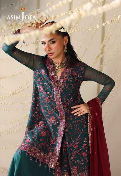 AJUFC-23 Embroidered Chiffon Unstitched 3 Pcs