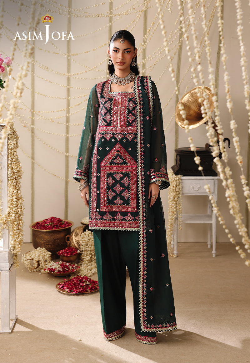 AJUFC-13 Embroidered Chiffon Unstitched 3 Pcs