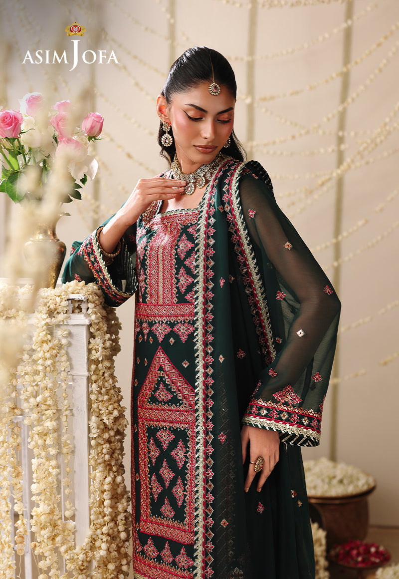 AJUFC-13 Embroidered Chiffon Unstitched 3 Pcs