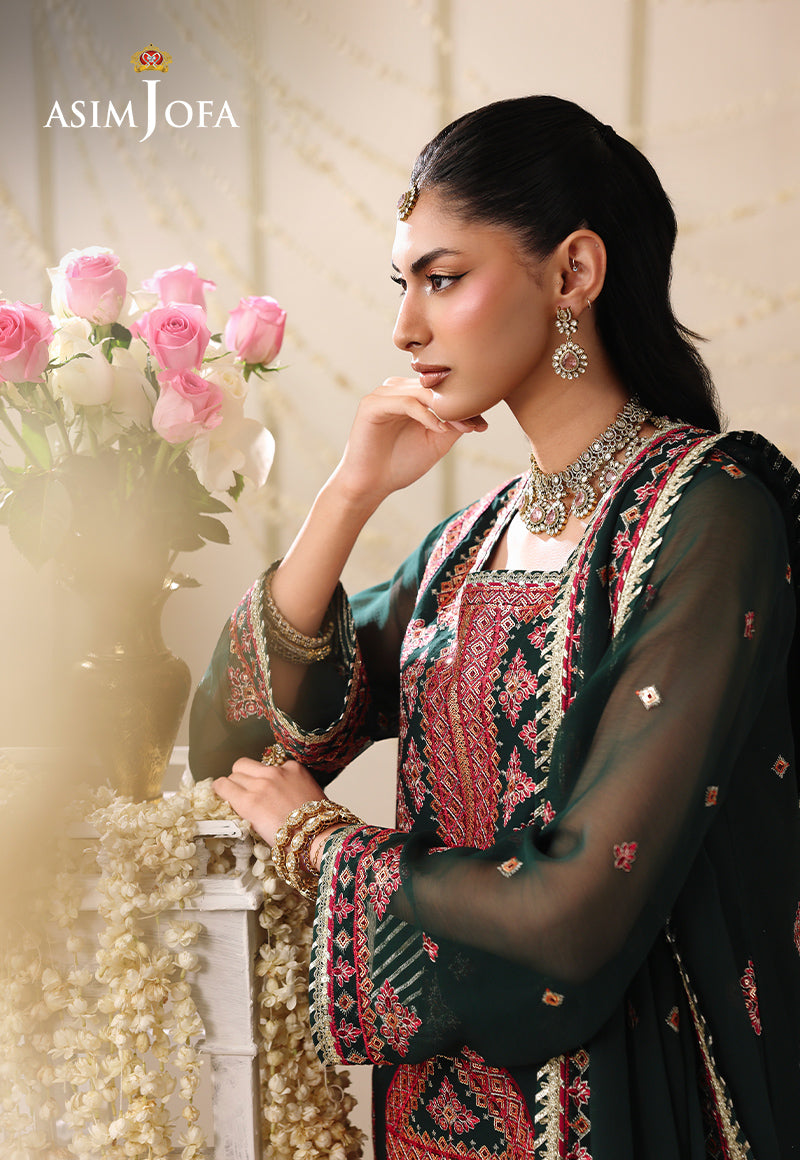 AJUFC-13 Embroidered Chiffon Unstitched 3 Pcs