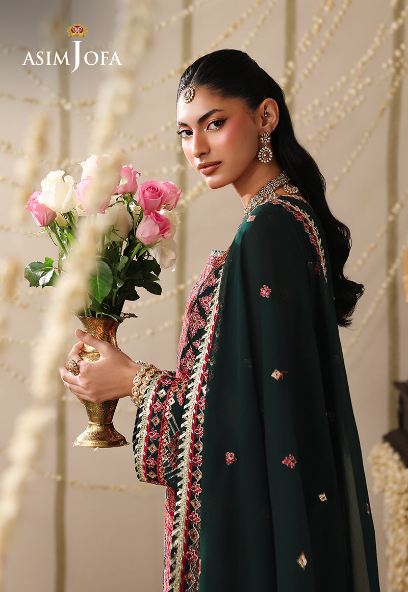 AJUFC-13 Embroidered Chiffon Unstitched 3 Pcs