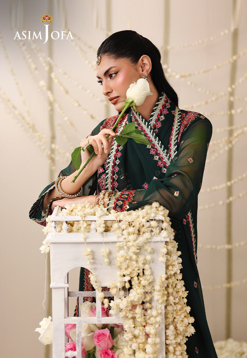 AJUFC-13 Embroidered Chiffon Unstitched 3 Pcs