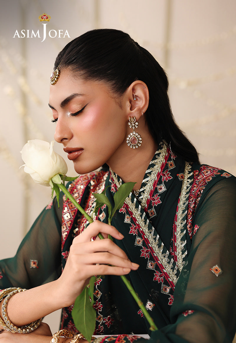 AJUFC-13 Embroidered Chiffon Unstitched 3 Pcs