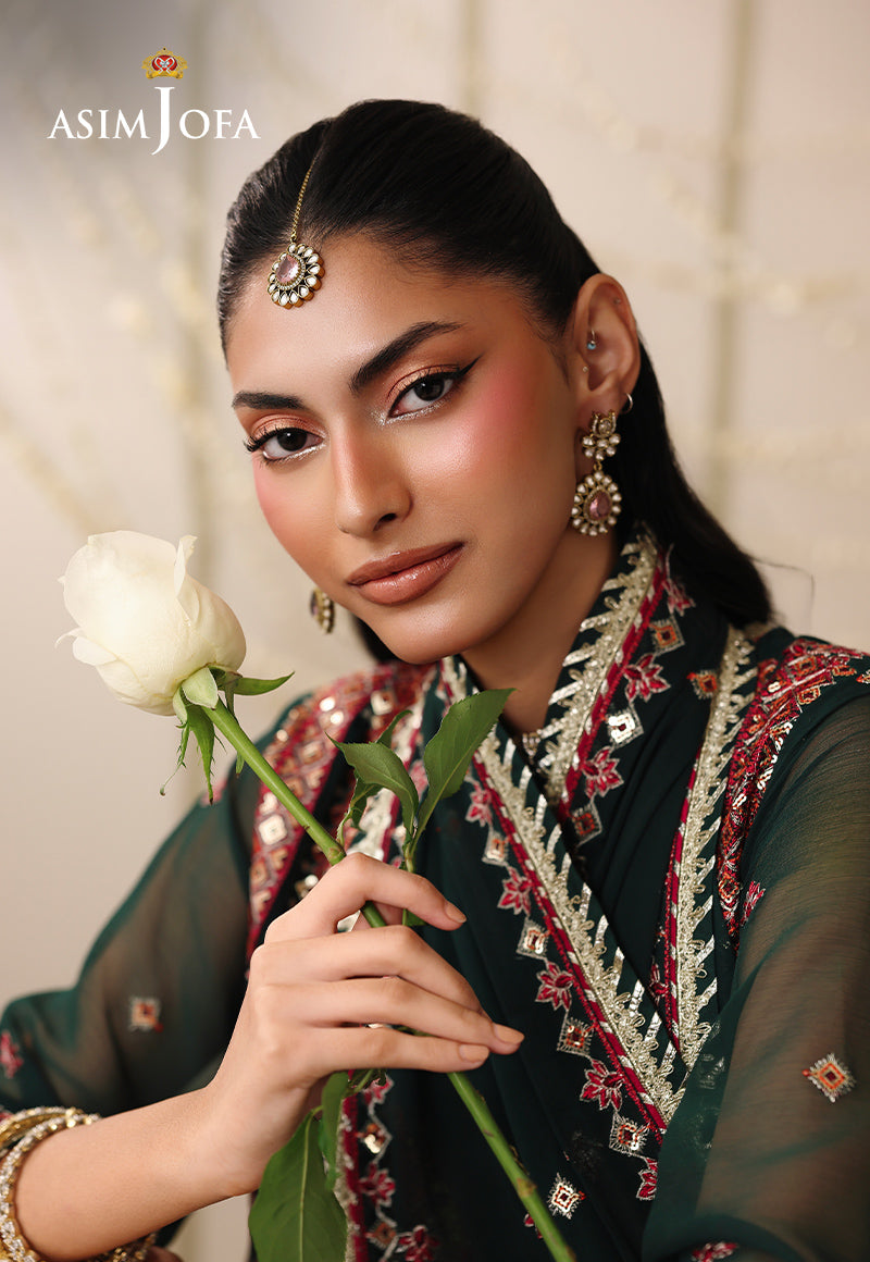 AJUFC-13 Embroidered Chiffon Unstitched 3 Pcs