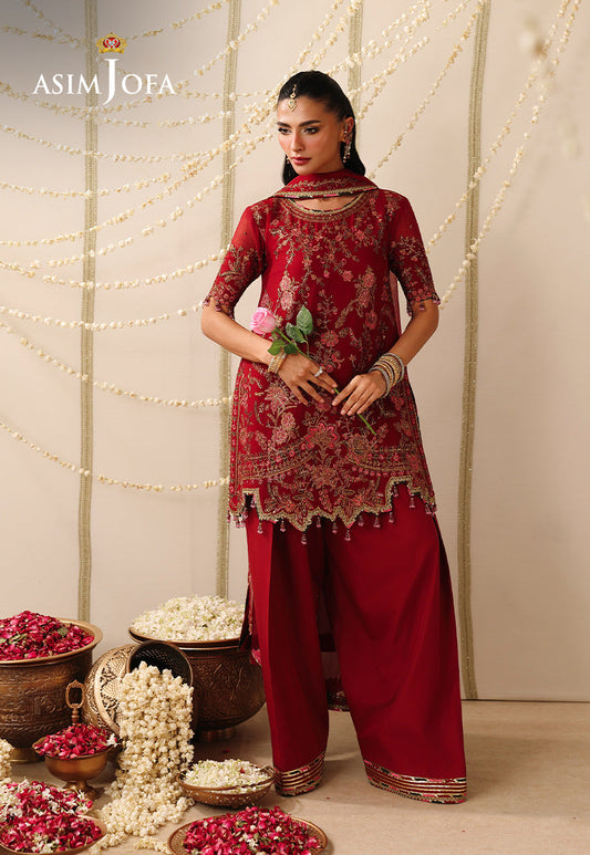 AJUFC-25 Embroidered Chiffon Unstitched 3 Pcs