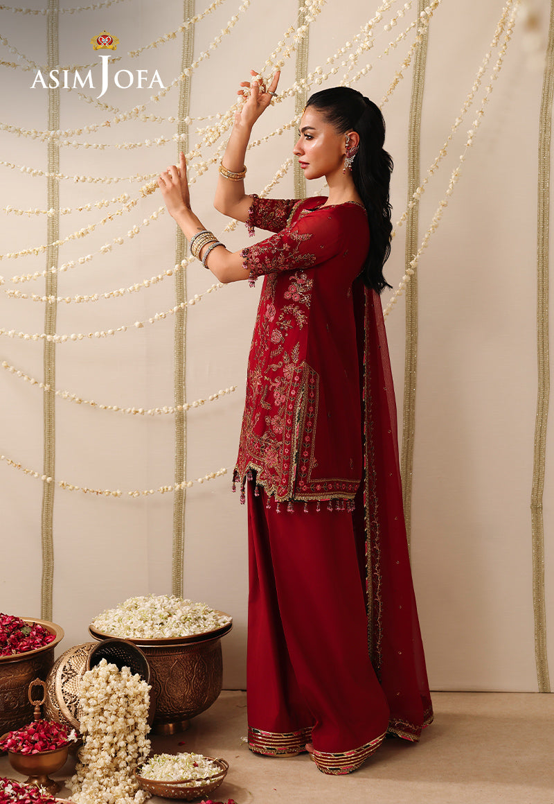 AJUFC-25 Embroidered Chiffon Unstitched 3 Pcs