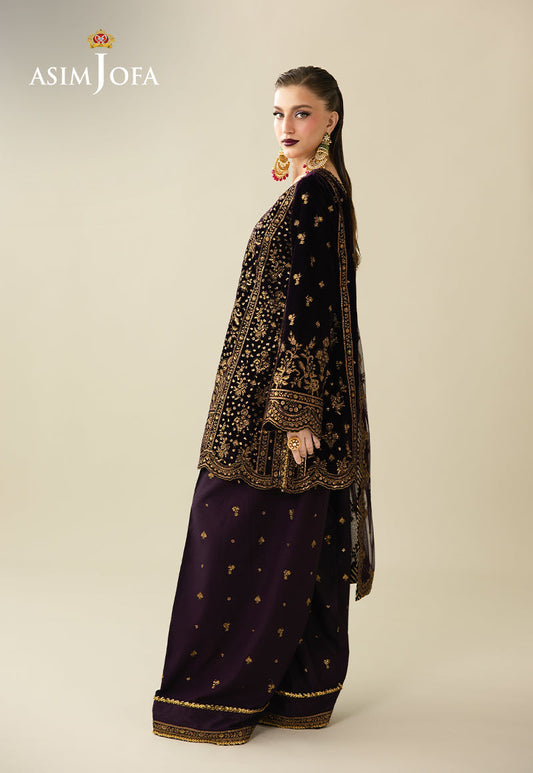 AJULM-02 Embroidered Velvet Unstitched 3 Pcs