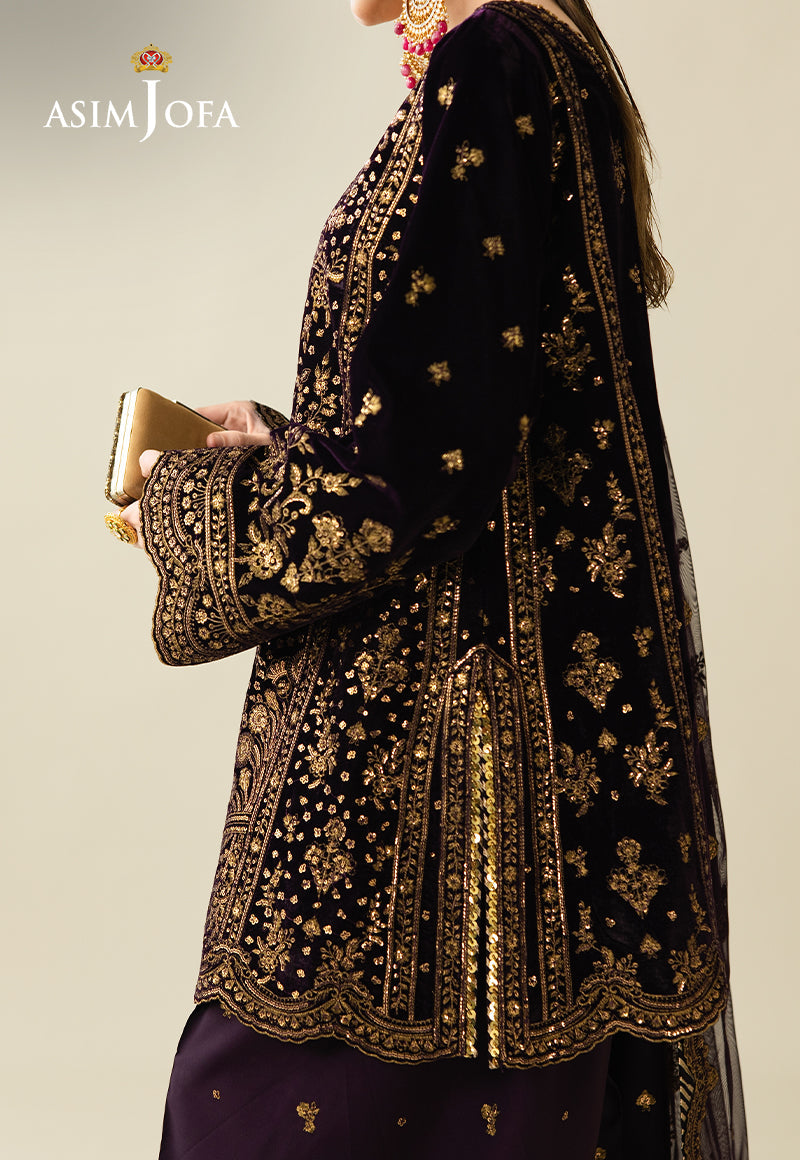 AJULM-02 Embroidered Velvet Unstitched 3 Pcs