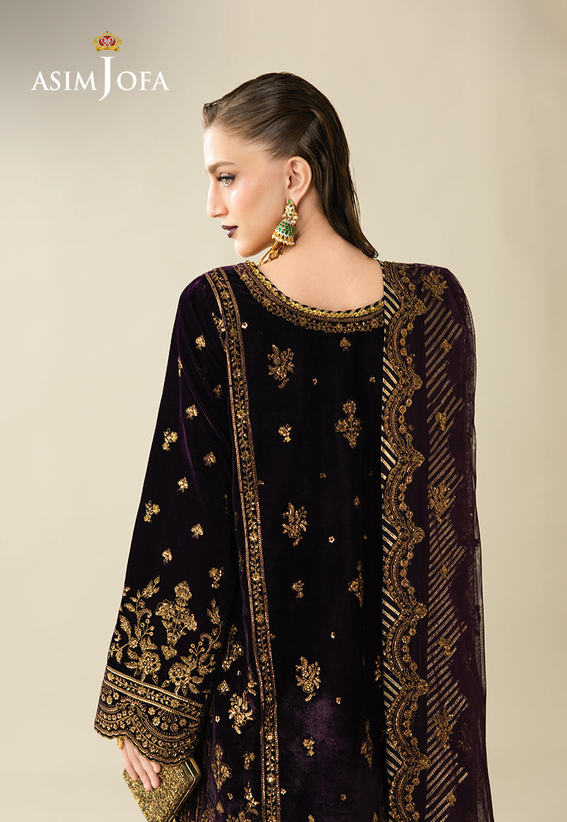 AJULM-02 Embroidered Velvet Unstitched 3 Pcs