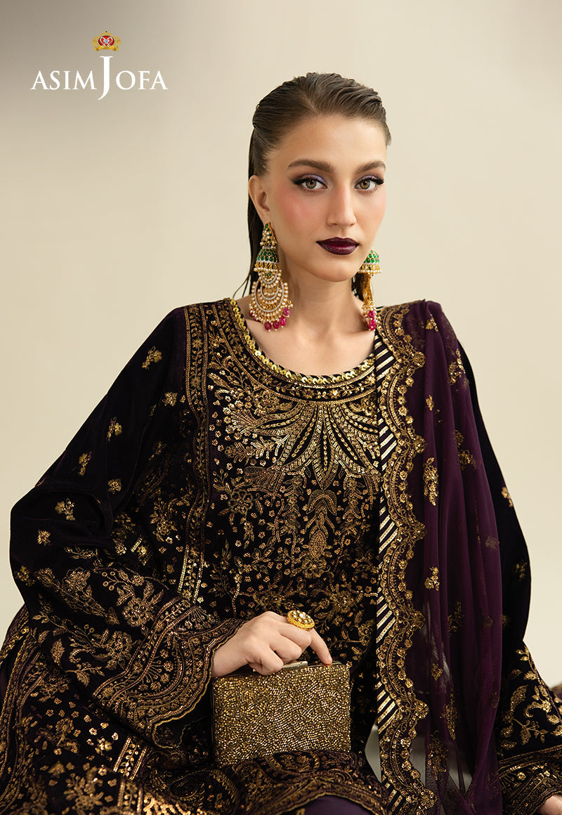 AJULM-02 Embroidered Velvet Unstitched 3 Pcs