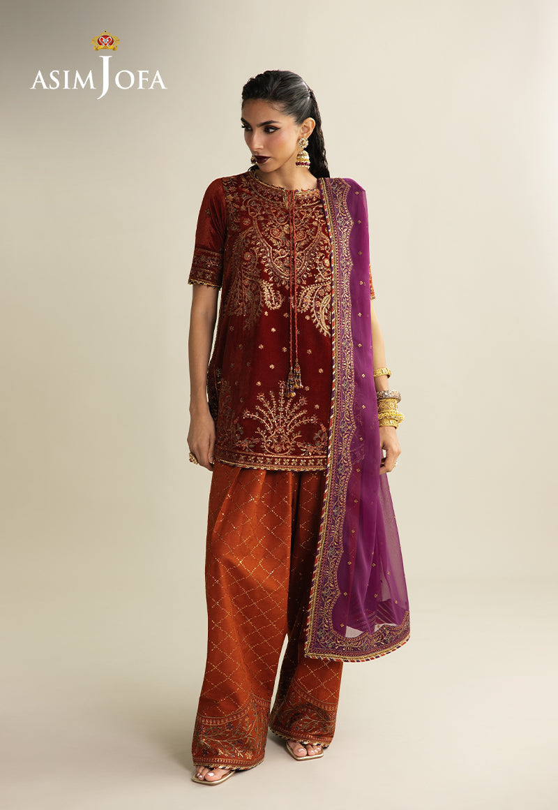 AJULM-08 Embroidered Velvet Unstitched 3 Pcs