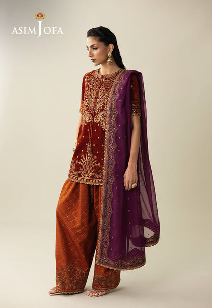 AJULM-08 Embroidered Velvet Unstitched 3 Pcs
