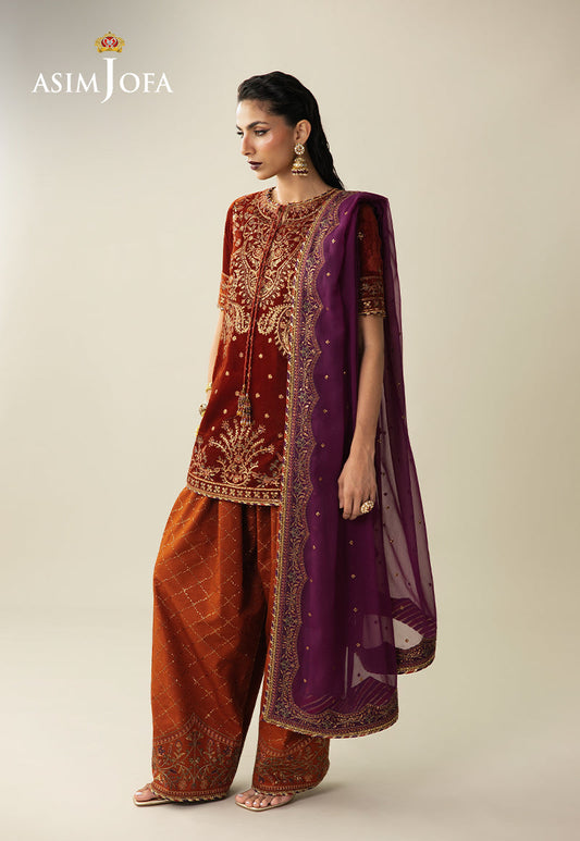 AJULM-08 Embroidered Velvet Unstitched 3 Pcs