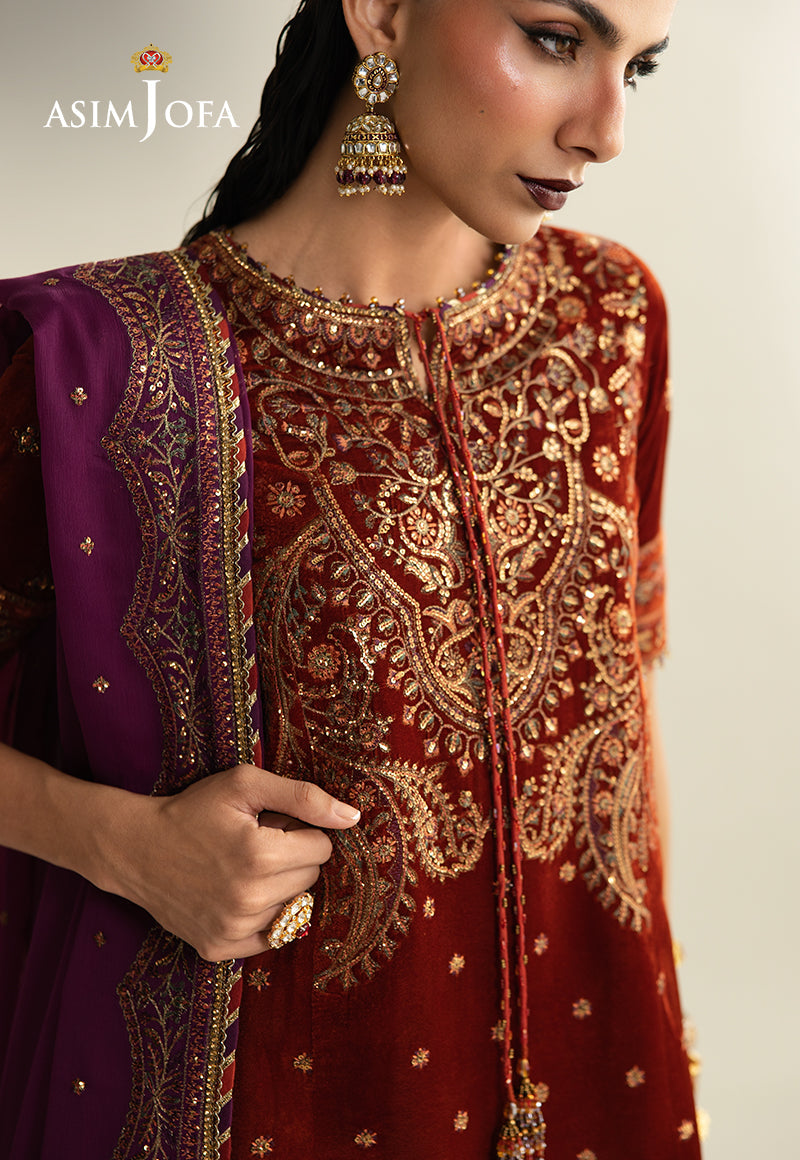 AJULM-08 Embroidered Velvet Unstitched 3 Pcs