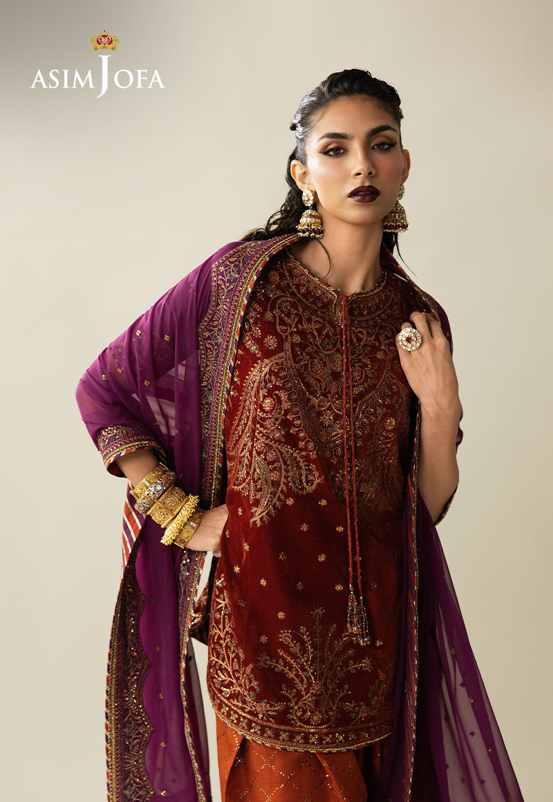 AJULM-08 Embroidered Velvet Unstitched 3 Pcs
