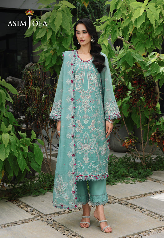 AJULC-09 Embroidered Paper Cotton Unstitched 3 Pcs
