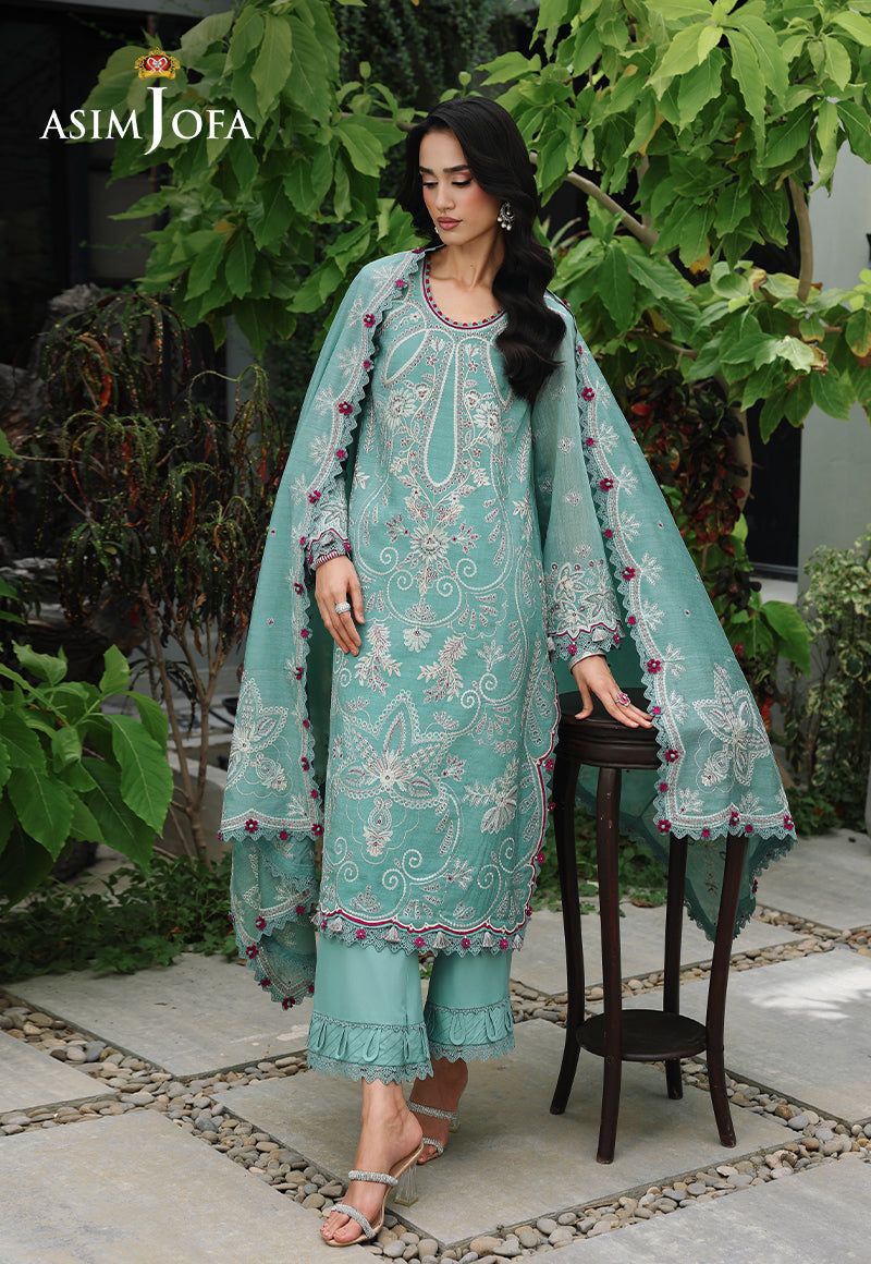 AJULC-09 Embroidered Chikankari Unstitched 3 Pcs