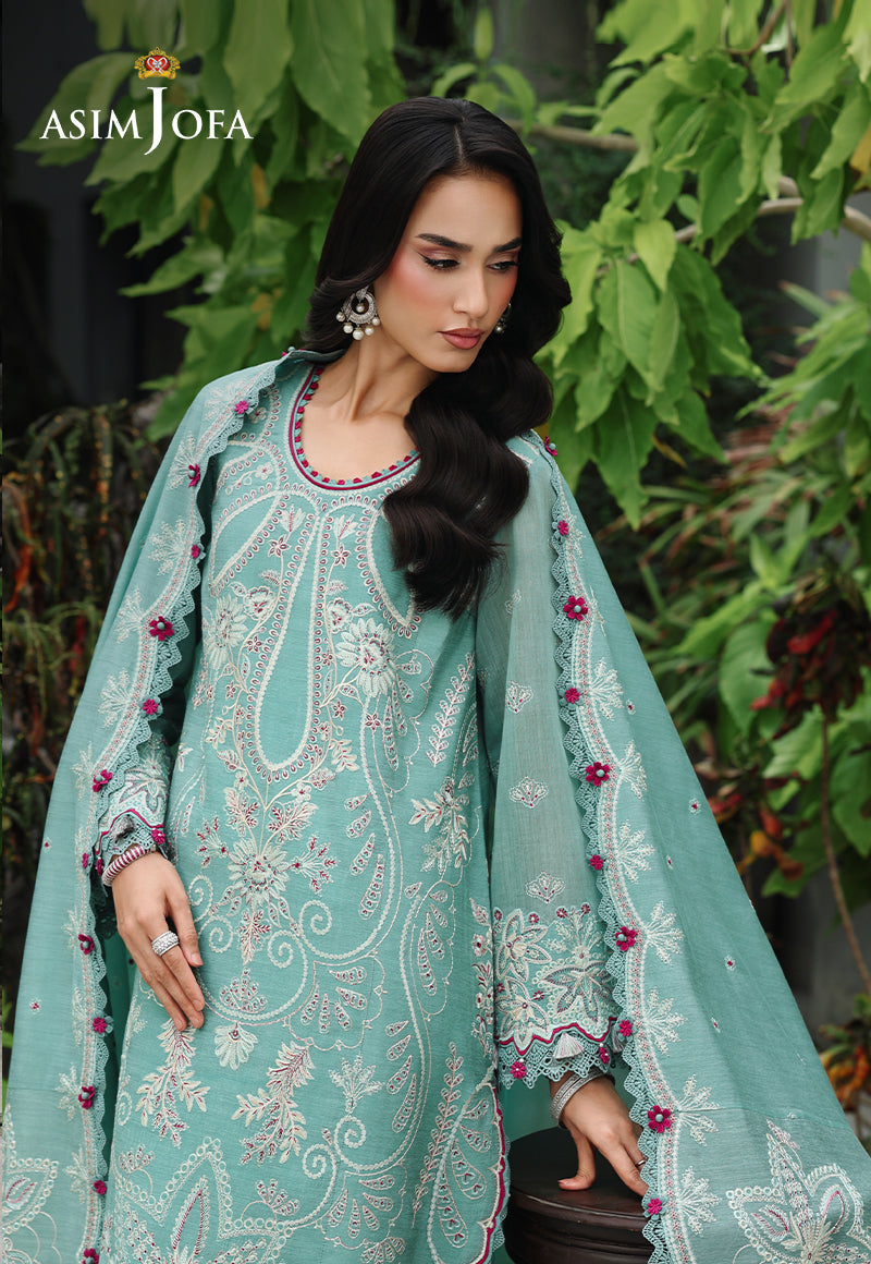 AJULC-09 Embroidered Chikankari Unstitched 3 Pcs