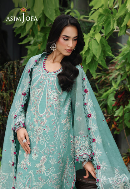 AJULC-09 Embroidered Chikankari Unstitched 3 Pcs
