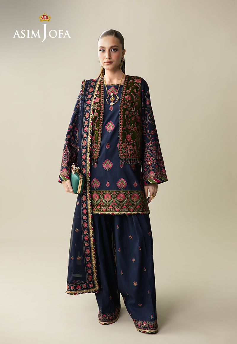 AJULM-04 Embroidered Velvet Unstitched 4 Pcs