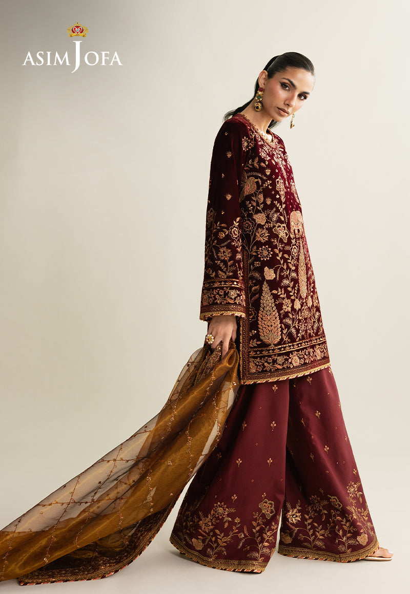 AJULM-07 Embroidered Velvet Unstitched 3 Pcs