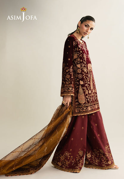 AJULM-07 Embroidered Velvet Unstitched 3 Pcs