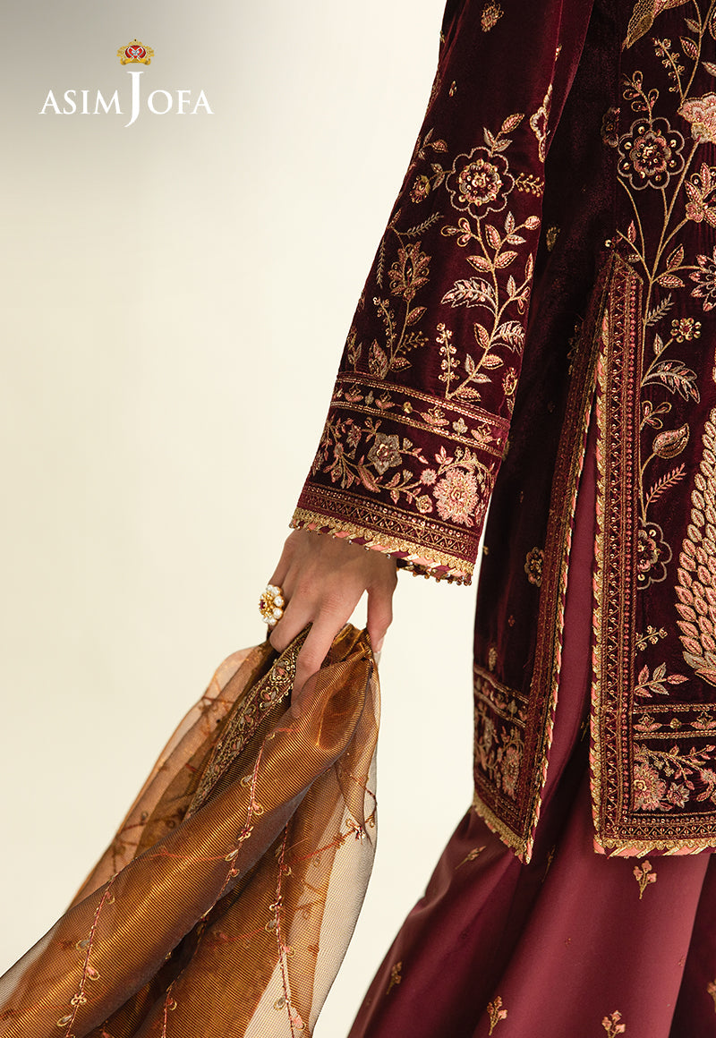 AJULM-07 Embroidered Velvet Unstitched 3 Pcs