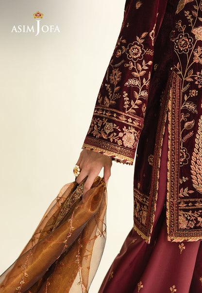 AJULM-07 Embroidered Velvet Unstitched 3 Pcs