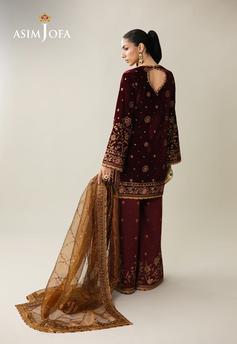 AJULM-07 Embroidered Velvet Unstitched 3 Pcs