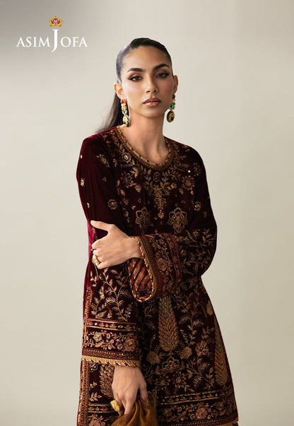 AJULM-07 Embroidered Velvet Unstitched 3 Pcs